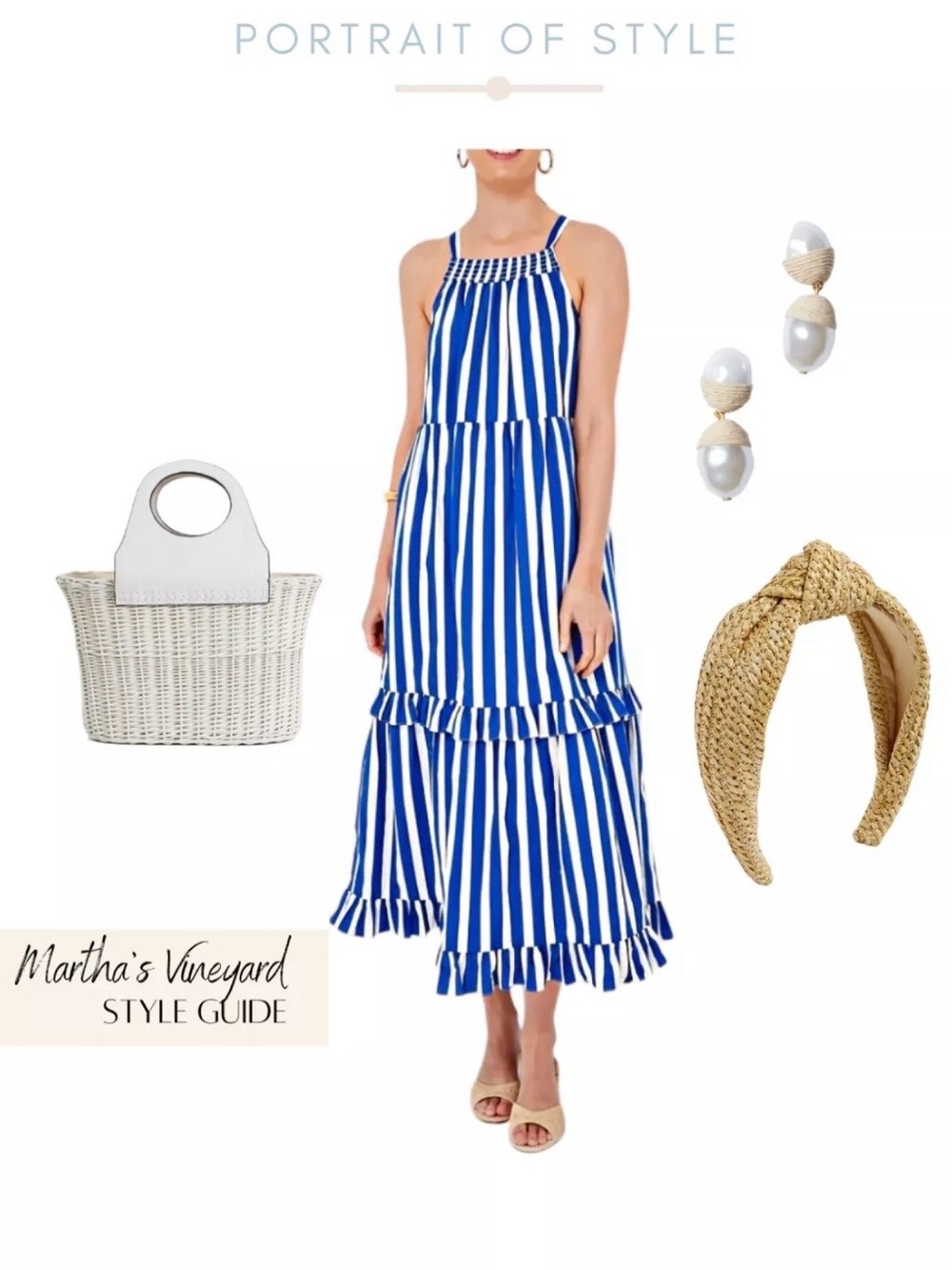 Pomander Place Blue and White Striped Maxi Dress